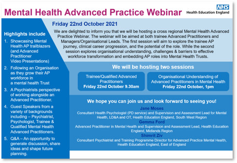 Mental health webinar poster Oct 2021