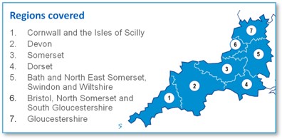 South West HEE region map