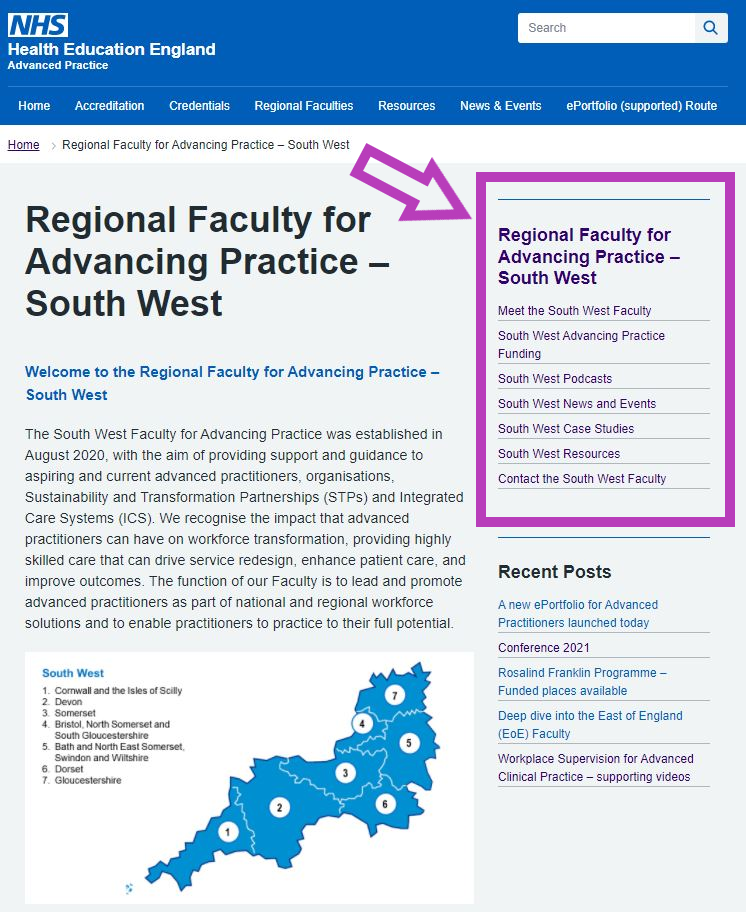 South West Faculty Web Page Side Bar