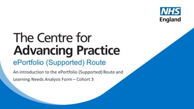 An introduction to the ePortfolio (Supported) Route 
Learning Needs Analysis Form – Cohort 3