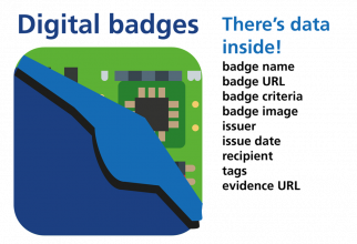 Digital Badges - There is data inside:
badge name, badge URL, badge criteria, badge image, issuer, data, recipient, tags, evidence