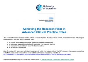 Achieving the Research Pillar in Advanced Clinical Practice Roles