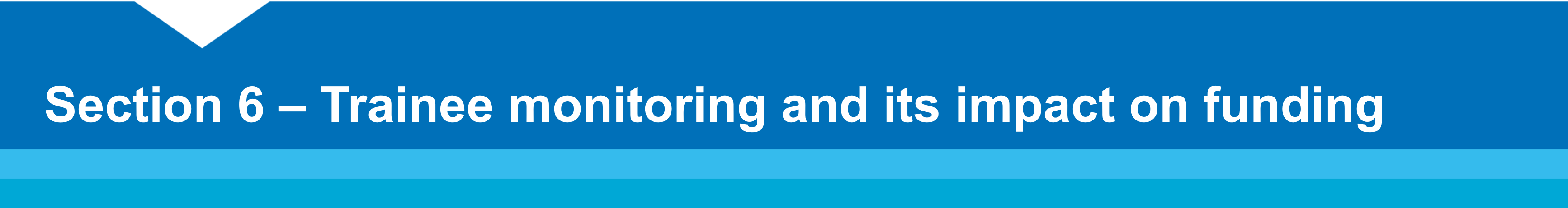 Section 6 - Trainee monitoring and its impact on funding